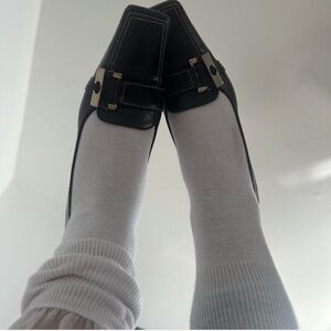 buckled leather heeled loafers